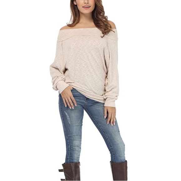 Womens "Mia" Off The Shoulder Sweater Shirt - Picture 5 of 7